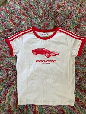 Chemistry White & Red Corvette Graphic Tee. Size L